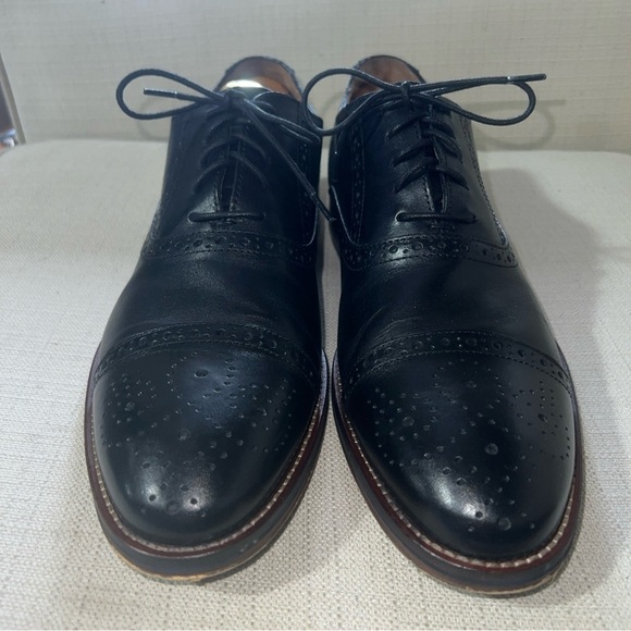 JOHNSTON & MURPHY CONARD CAP TOE MENS DRESS SHOES SZ 12M BLACK LEATHER main image 5